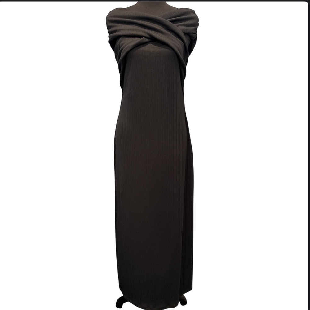 banana republic black off shoulder dress Crisscross Front Maxi Sz Med New w/ tag and beautifully fluid
